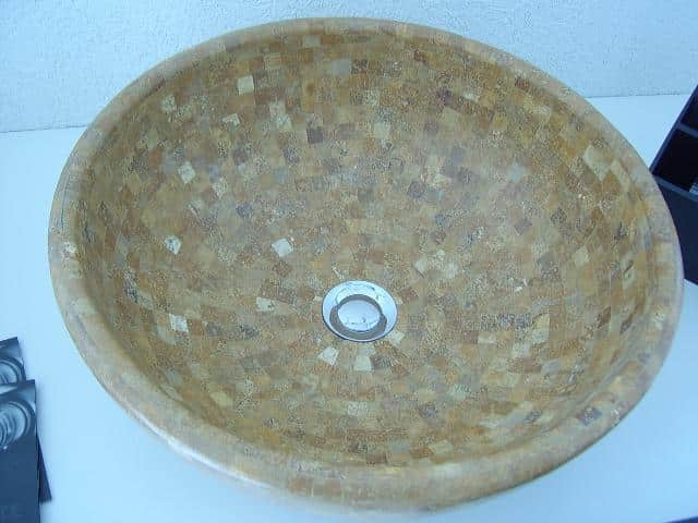 Vasque Travertin Jaune mosaïque
